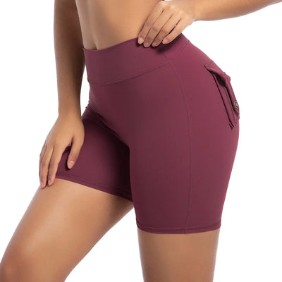 Womens Workout Shorts with Pockets Scrunch Butt Gym Biker Shorts High Waisted Booty Cargo Pants Yoga Running Leggings Activewear