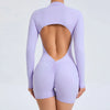 Women Gym Suits Women V Back Scrunch Whole Suit Push Up Sports Suit Women Fitness Suit with Zipper Training Clothes One-Piece