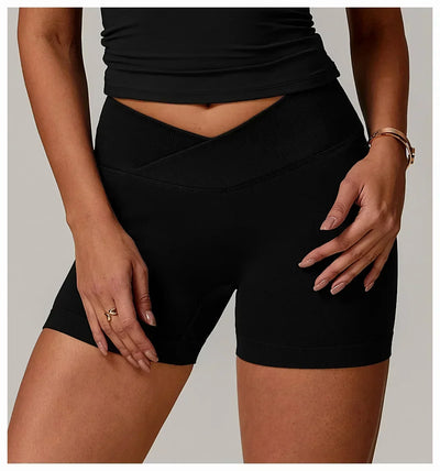Women's fitness shorts  high-waisted buttock-lifting  tight  quick-drying  sporty yoga three-quarter shorts