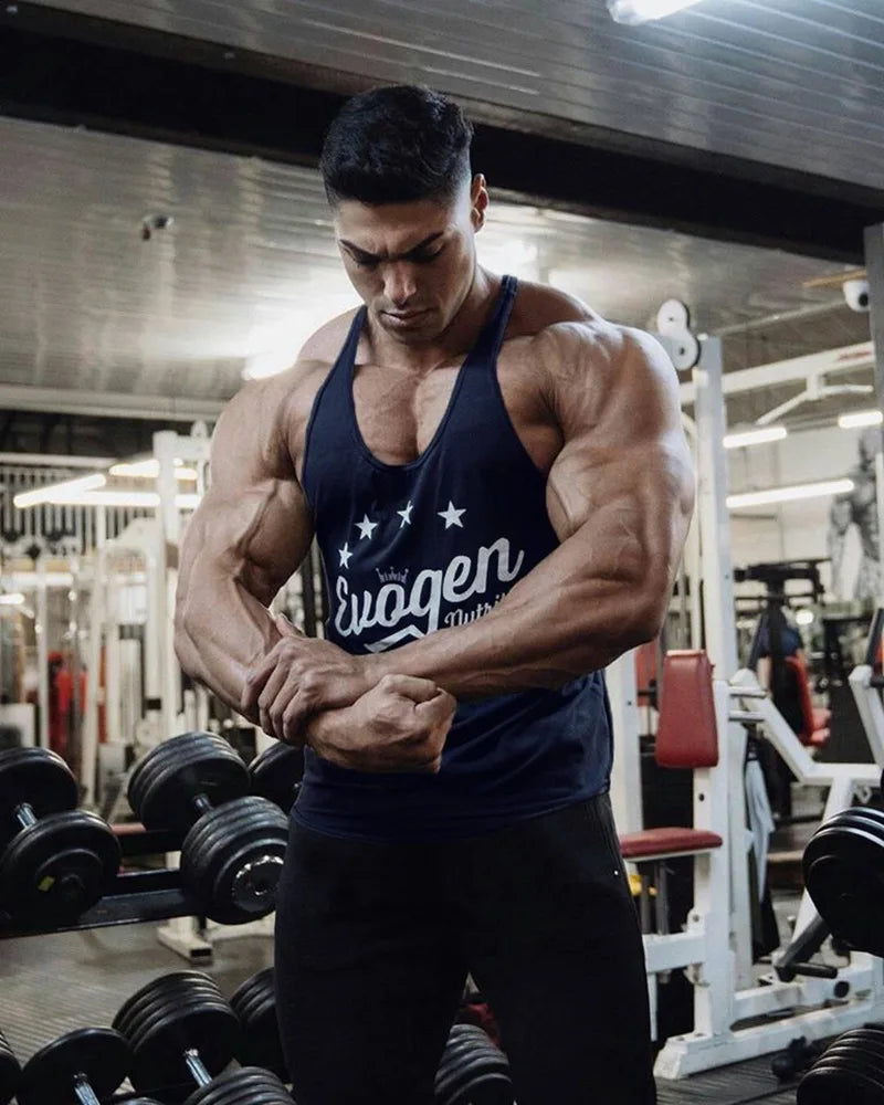 Men's Muscle Fitness Vest Breathable Quick-Dry Gym Workout Tank Top for Summer Running Bodybuilding Trendy Casual Sportswear