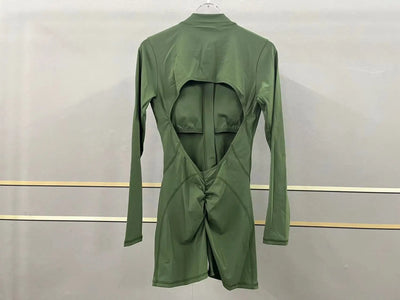 Women Gym Suits Women V Back Scrunch Whole Suit Push Up Sports Suit Women Fitness Suit with Zipper Training Clothes One-Piece