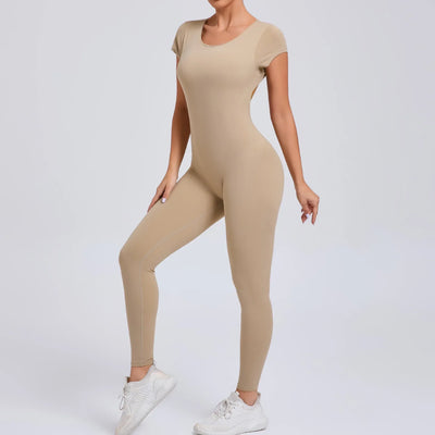 Women's Yoga Jumpsuit Fitness Sport Set Overalls Gym Clothing Wear Pilates Workout Clothes Women Short Sleeves Outfit Activewear