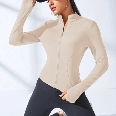 Women Workout Sports Yoga Jacket Slim Fitness Clothes Body Sculpting Zipper Yoga Jacket Jogger Tops Training Running Coat