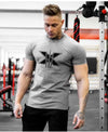Men's Gym Fitness Clothing Man Cotton Sports Short Sleeve T-shirt Running Training Slim Printed Shirt Sweatshirt Casual Tops