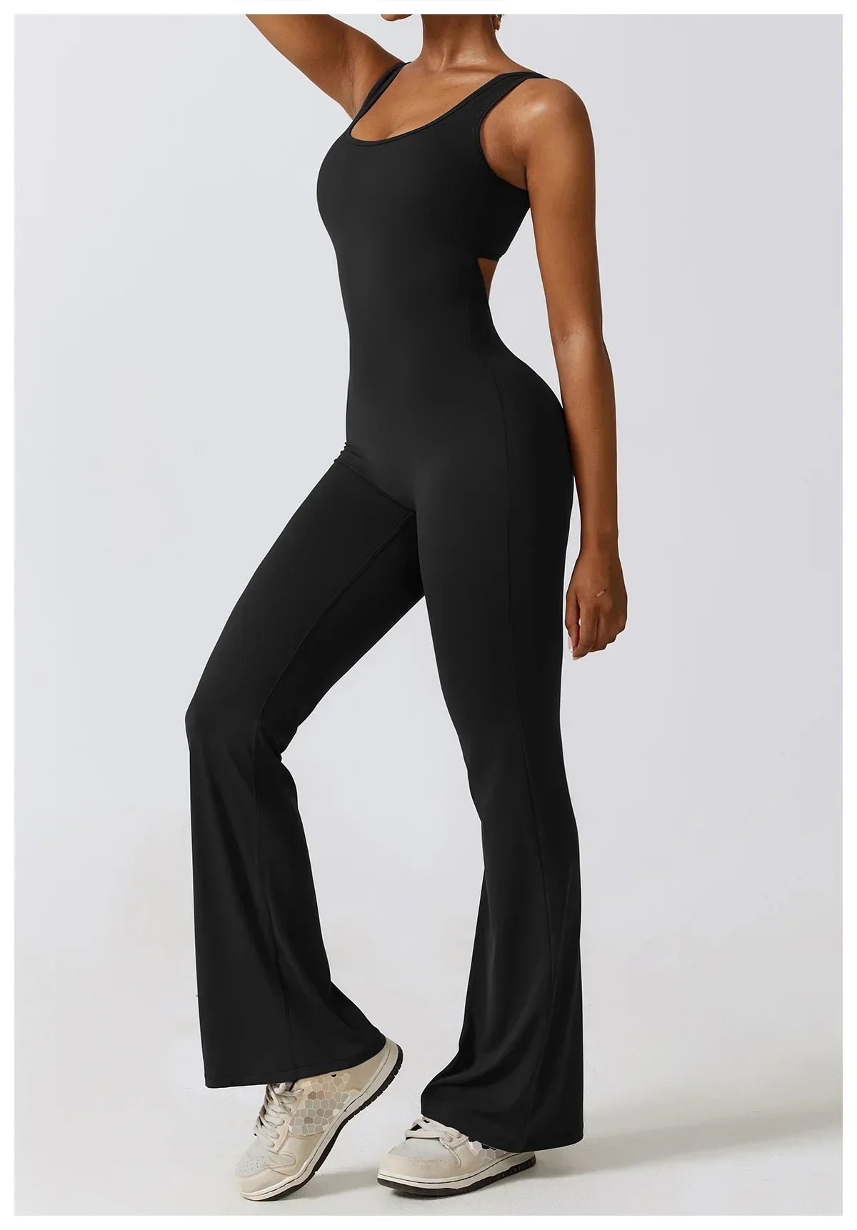 Women Gym Set Training Yoga Suit Sportswear Sports Jumpsuit Fitness Rompers Stretch Female High Waist  Seamless Flare Pants