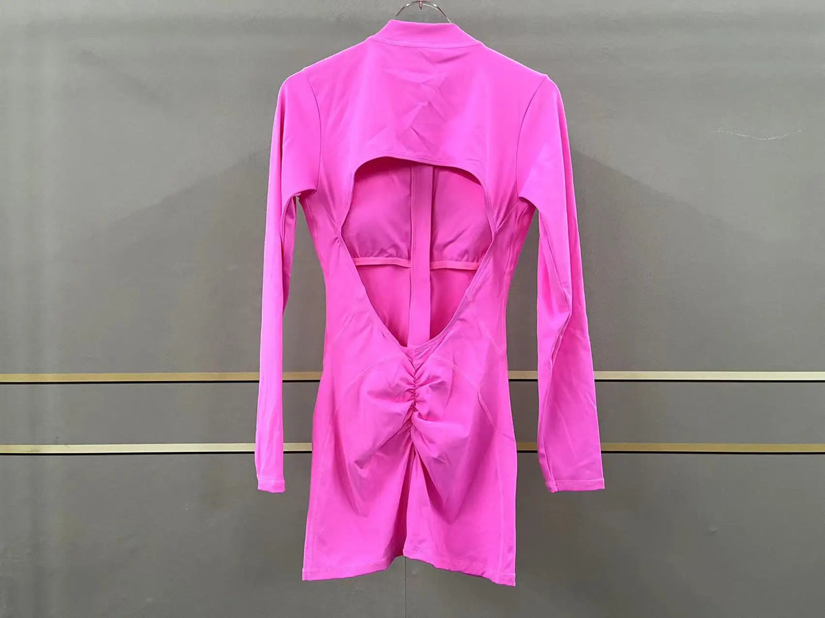 Women Gym Suits Women V Back Scrunch Whole Suit Push Up Sports Suit Women Fitness Suit with Zipper Training Clothes One-Piece