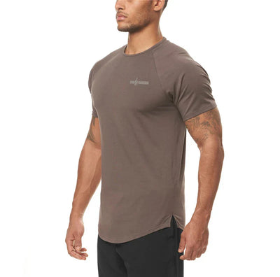 Gym Fitness Bodybuilding Muscle T-shirts Mens Fashion Hip Hop Slim Fit Sport Clothing Summer Quick Dry Breathable Sport Shirts