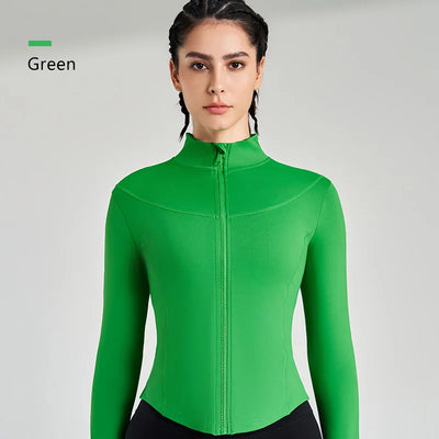 Women's Sports Fitness Long Sleeve Jacket New Yoga Clothing Tops Gym Tight Training Clothing Quick Dry Running Jacket