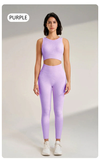 Women's sports fitness suit yoga running shock bra underwear slim leg lift hip tight base nine minutes trousers