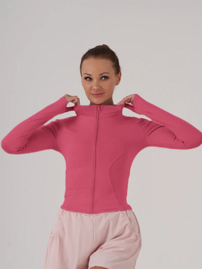 Fitfemme Sports Jacket Women Zip Fitness Yoga Shirt Winter Warm Gym Top Activewear Running Coats Workout Clothes For Cycling