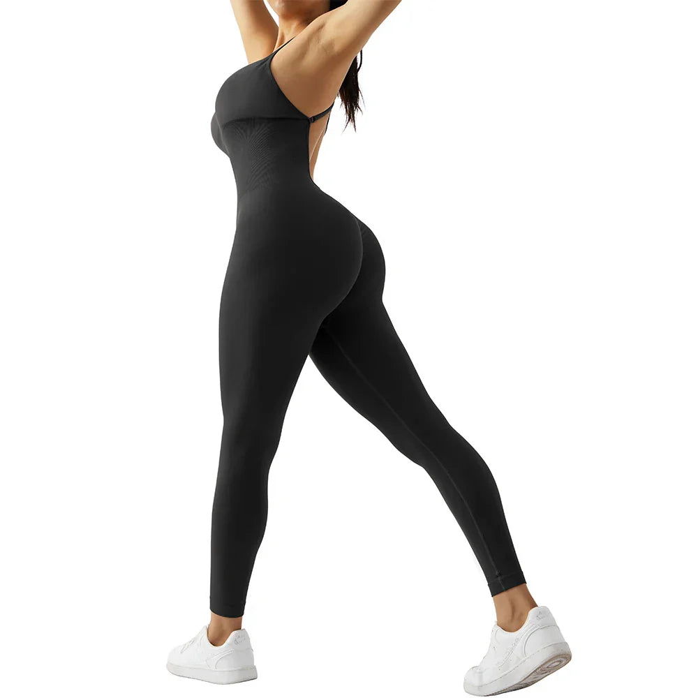 Jumpsuit Women One-piece Outfit  Sleeveless Square Neck  Bodysuit  Casual Streetwear Playsuits Sport Fitness Jumpsuit Women