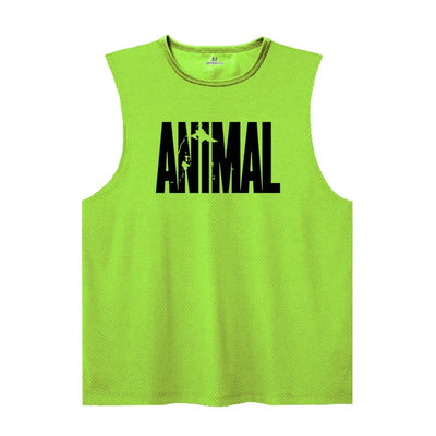 Mens Gym Tank Tops Animal Print Mesh Bodybuilding Clothing Fitness Sleeveless Shirt Quick Dry Basketball Jerseys Sports Vest