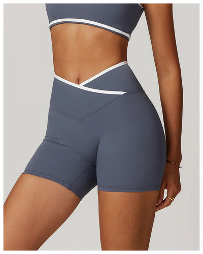 Yoga Shorts Women Fitness Shorts V-shaped Waist Running Cycling Shorts Breathable Sports Leggings High Waist Workout Gym Shorts