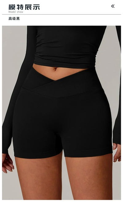 Women's fitness shorts  high-waisted buttock-lifting  tight  quick-drying  sporty yoga three-quarter shorts