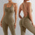 Jumpsuit Women One-piece Outfit  Sleeveless Square Neck  Bodysuit  Casual Streetwear Playsuits Sport Fitness Jumpsuit Women