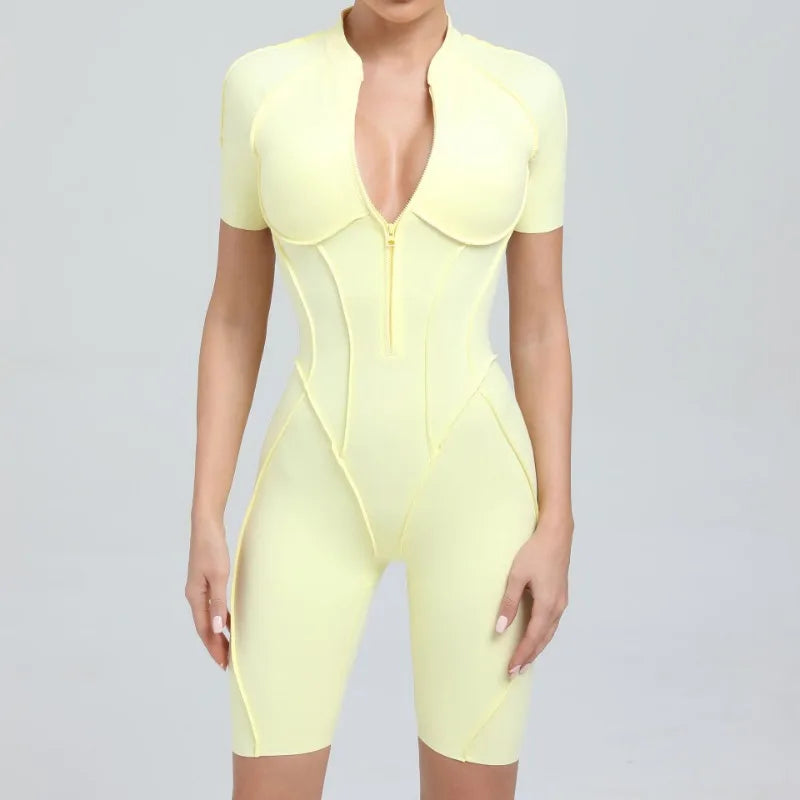 Women‘s Sports Jumpsuits Sets Fitness Combination impact bodysuit Shorts Outdoors Gym Workout Sexy Sports Jumpsuit kit Clothes