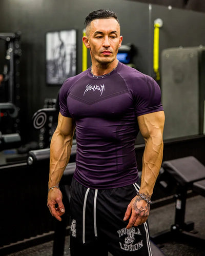 2025 YOUNGAL New Men's Fitness T-shirts clothing  sports Tshirt tights high elastic training short sleeve fitness man clothing