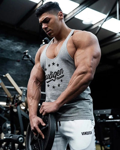 Men's Muscle Fitness Vest Breathable Quick-Dry Gym Workout Tank Top for Summer Running Bodybuilding Trendy Casual Sportswear