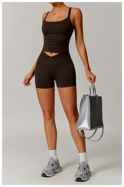 Women's fitness shorts  high-waisted buttock-lifting  tight  quick-drying  sporty yoga three-quarter shorts