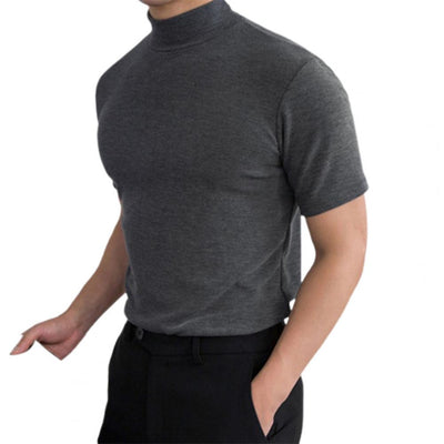 Men T-shirts Summer Fitness Short Sleeve Tees High Collar Basic T-shirt Base T Shirt for Men's Tops camisa masculina 짝퉁명품 남성의류