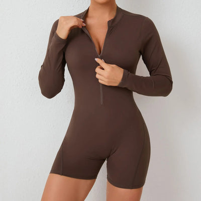 Women Gym Suits Women V Back Scrunch Whole Suit Push Up Sports Suit Women Fitness Suit with Zipper Training Clothes One-Piece