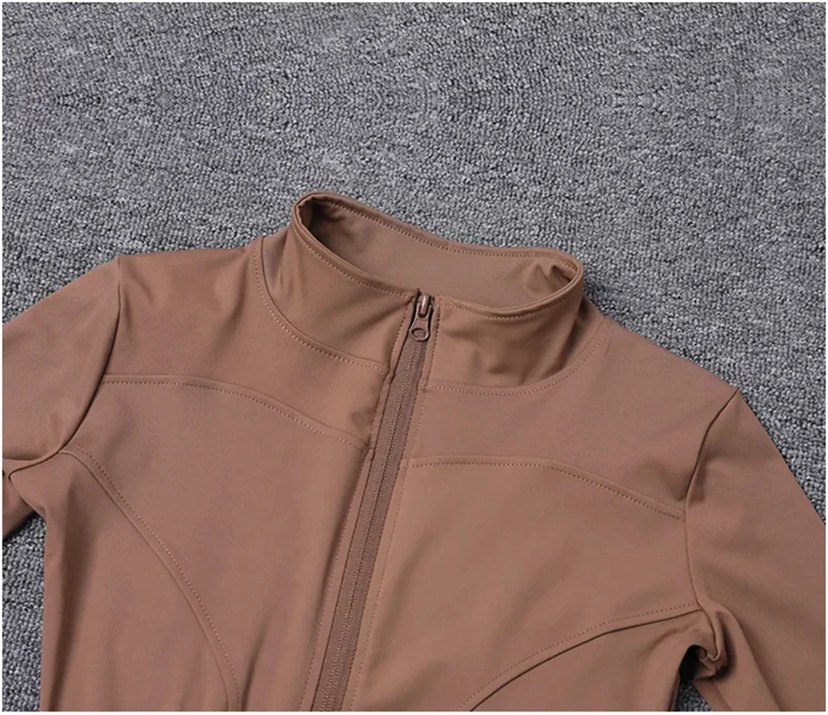 Women Long Sleeve Sport Jacket Spring Summer Gym Workout Coat Yoga Running Sports Cycling Top Casual Zipper Outfit Clothes Chic