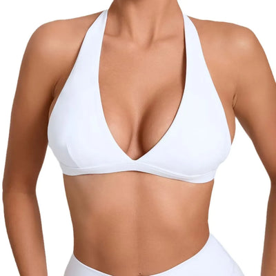 Sexy Sports Bra Women Seamless Halter Neck Strap Bra Open Back Yoga Top Bra Medium Support Gym Crop Top Mujer Underwear Girl