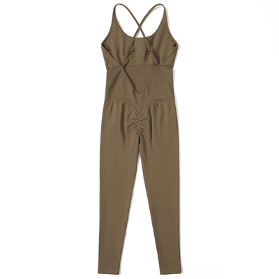Jumpsuit Women One-piece Outfit  Sleeveless Square Neck  Bodysuit  Casual Streetwear Playsuits Sport Fitness Jumpsuit Women