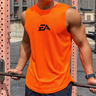 Mens Running Sleeveless Sport Tank Tops Gym Bodybuilding Fitness Workout Muscle Vests Mesh Cool Breathable Quick Dry T-Shirts
