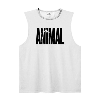 Mens Gym Tank Tops Animal Print Mesh Bodybuilding Clothing Fitness Sleeveless Shirt Quick Dry Basketball Jerseys Sports Vest