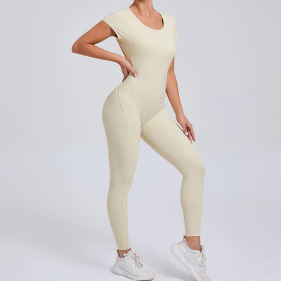 Women's Yoga Jumpsuit Fitness Sport Set Overalls Gym Clothing Wear Pilates Workout Clothes Women Short Sleeves Outfit Activewear
