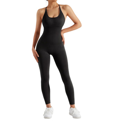Jumpsuit Women One-piece Outfit  Sleeveless Square Neck  Bodysuit  Casual Streetwear Playsuits Sport Fitness Jumpsuit Women