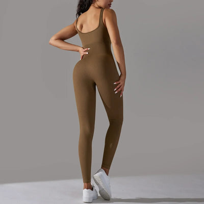 Women's Fitness seamless jumpsuit Solid Color Sports Jumpsuit Fitness Yoga Suit Jumpsuit Set Summer Ribbed Shapewear