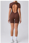 Short Jumpsuit Gym Clothes For Women Sportswear Fitness Overalls Backless Scrunch Booty Yoga Suit Sports Set Outfit