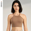 Women's sexy halter top gym high intensity workout yoga clothing gathered shockproof sports underwear yoga undershirt