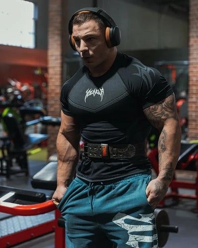 2025 YOUNGAL New Men's Fitness T-shirts clothing  sports Tshirt tights high elastic training short sleeve fitness man clothing