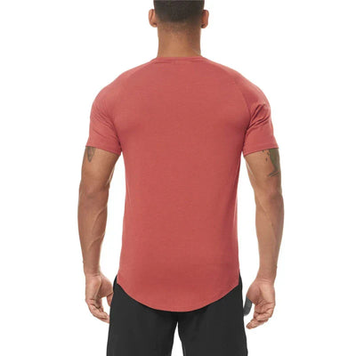 Gym Fitness Bodybuilding Muscle T-shirts Mens Fashion Hip Hop Slim Fit Sport Clothing Summer Quick Dry Breathable Sport Shirts
