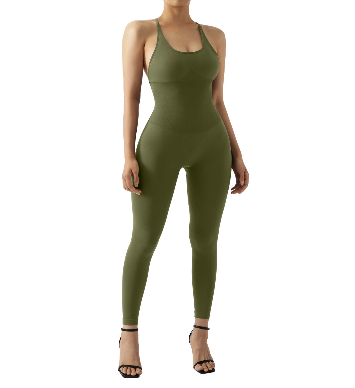 Jumpsuit Women One-piece Outfit  Sleeveless Square Neck  Bodysuit  Casual Streetwear Playsuits Sport Fitness Jumpsuit Women