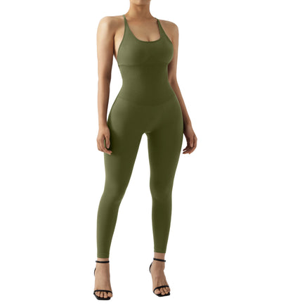 Jumpsuit Women One-piece Outfit  Sleeveless Square Neck  Bodysuit  Casual Streetwear Playsuits Sport Fitness Jumpsuit Women