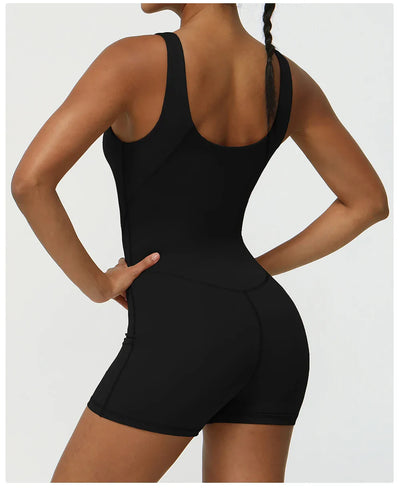 Women Fitness Jumpsuit Sleeveless Shorts Set Tank Top Yoga Gym Activewear Training Running Jumpsuit