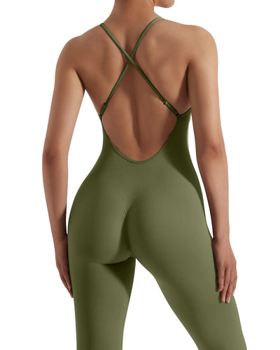 Jumpsuit Women One-piece Outfit  Sleeveless Square Neck  Bodysuit  Casual Streetwear Playsuits Sport Fitness Jumpsuit Women