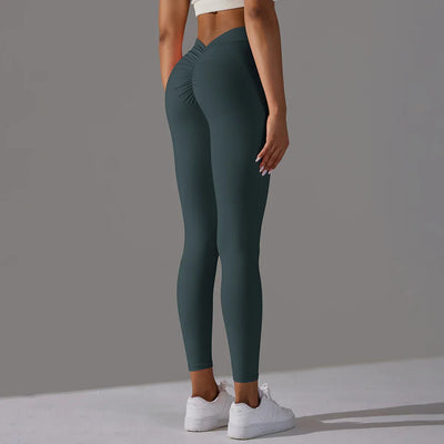 Women Fitness Leggings Workout Gym Running Scrunch Leggings Sexy Back V High Waist Trousers Jogging Active Wear Tight Pants