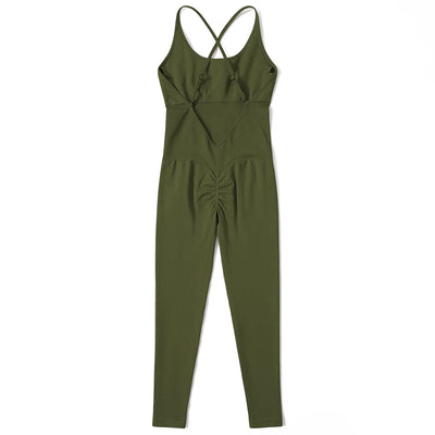Jumpsuit Women One-piece Outfit  Sleeveless Square Neck  Bodysuit  Casual Streetwear Playsuits Sport Fitness Jumpsuit Women