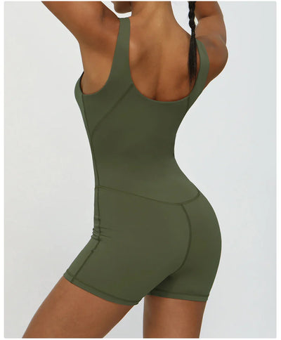 Women Fitness Jumpsuit Sleeveless Shorts Set Tank Top Yoga Gym Activewear Training Running Jumpsuit