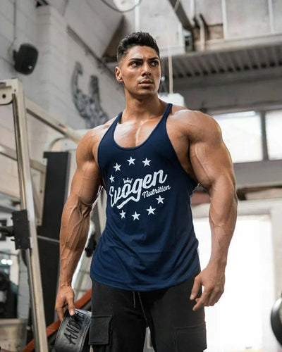 Men's Muscle Fitness Vest Breathable Quick-Dry Gym Workout Tank Top for Summer Running Bodybuilding Trendy Casual Sportswear