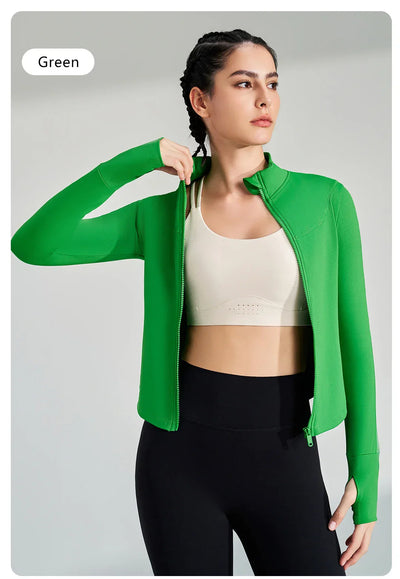 Women's Sports Fitness Long Sleeve Jacket New Yoga Clothing Tops Gym Tight Training Clothing Quick Dry Running Jacket