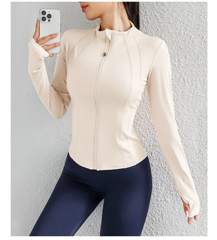 Women Yoga jacket Gym Wear zipper long sleeve fitness woman Jackets Coat
