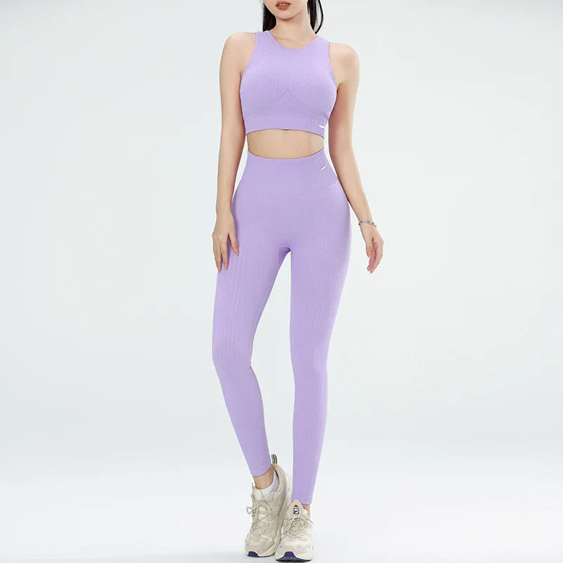 Women's sports fitness suit yoga running shock bra underwear slim leg lift hip tight base nine minutes trousers