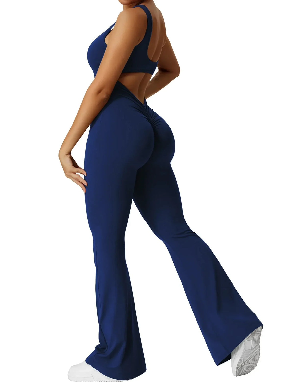 Women Gym Set Training Yoga Suit Sportswear Sports Jumpsuit Fitness Rompers Stretch Female High Waist  Seamless Flare Pants