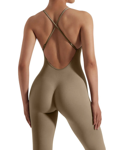 Jumpsuit Women One-piece Outfit  Sleeveless Square Neck  Bodysuit  Casual Streetwear Playsuits Sport Fitness Jumpsuit Women